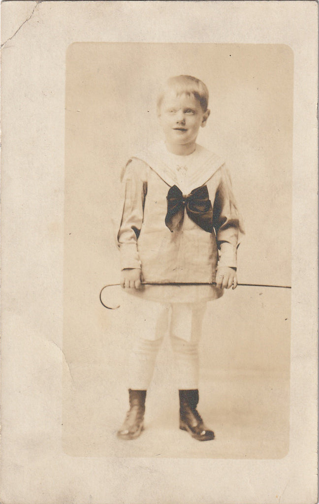 Ghostly Edwardian Sailor Boy Antique Photo RPPC