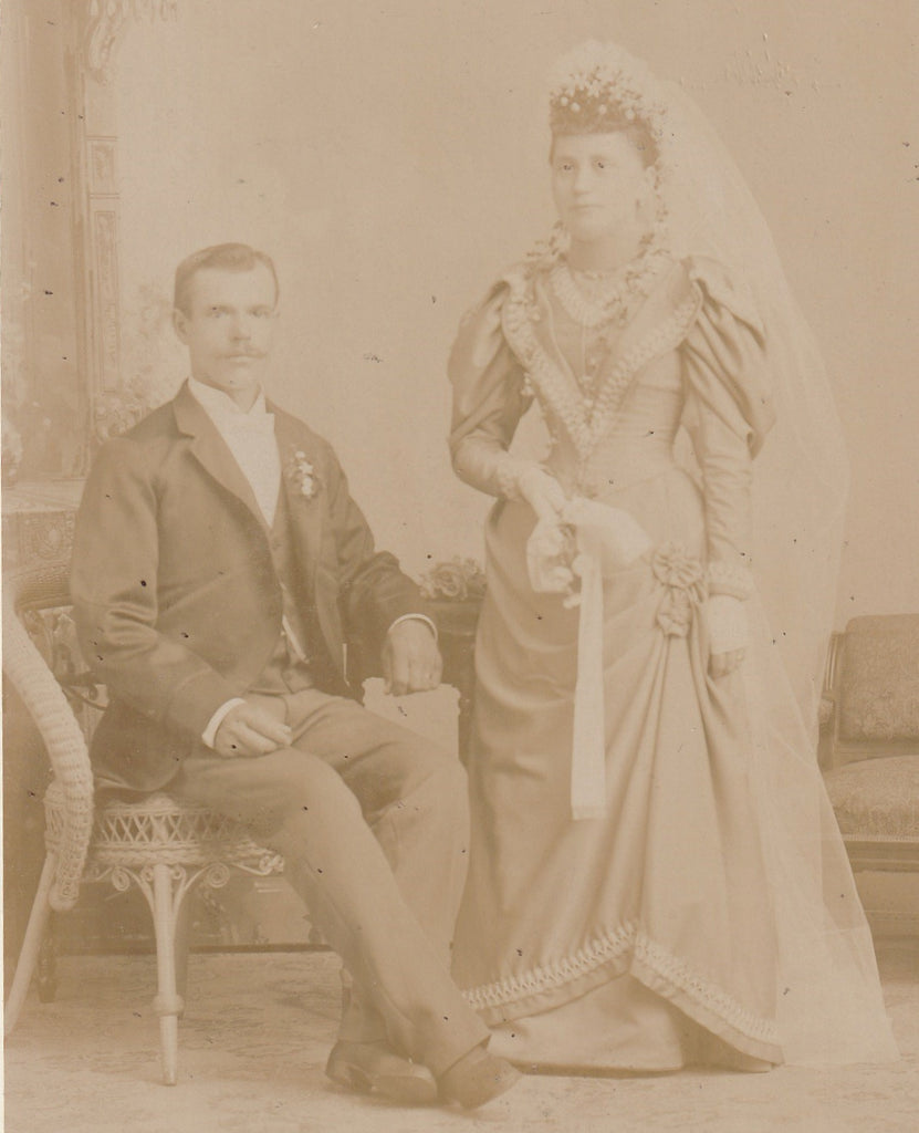 Ghostly Victorian Bride and Groom Cabinet Photo Close Up