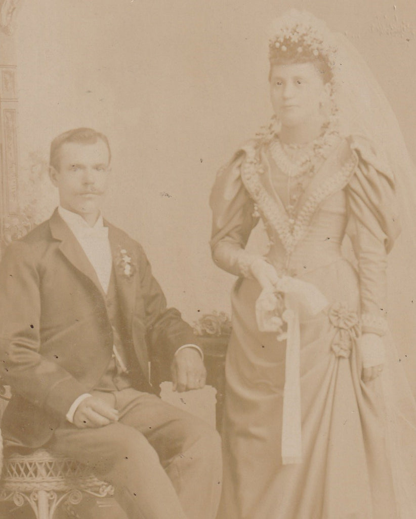 Ghostly Victorian Bride and Groom Cabinet Photo Close Up 2