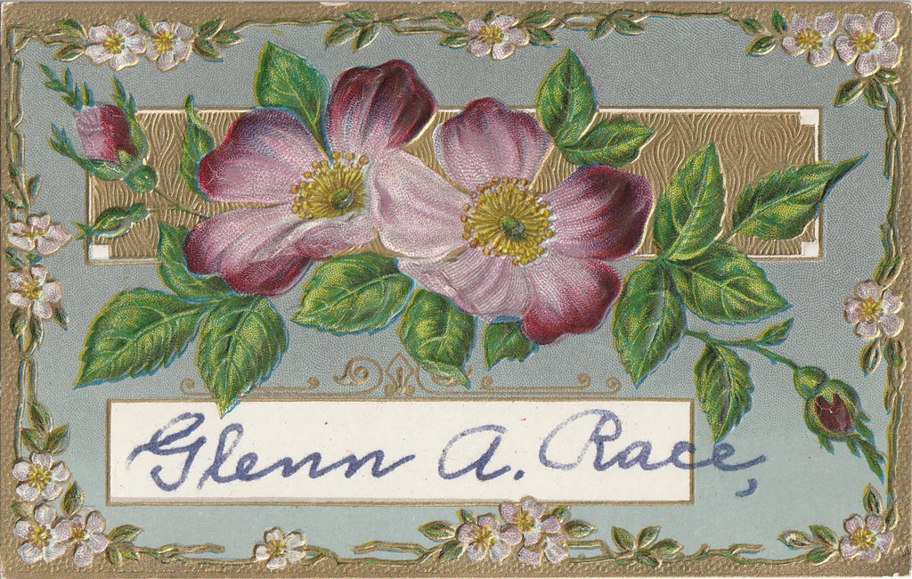 Glenn A. Race Edwardian Floral Antique Postcard
