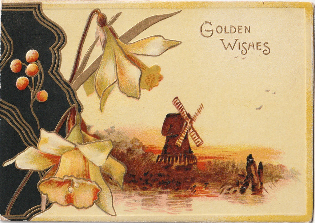 Golden Wishes For a Happy Yule-tide - Card, c. 1900s