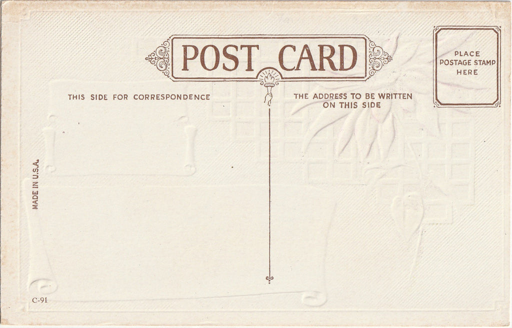 Poinsettia Postcard 1920s Back