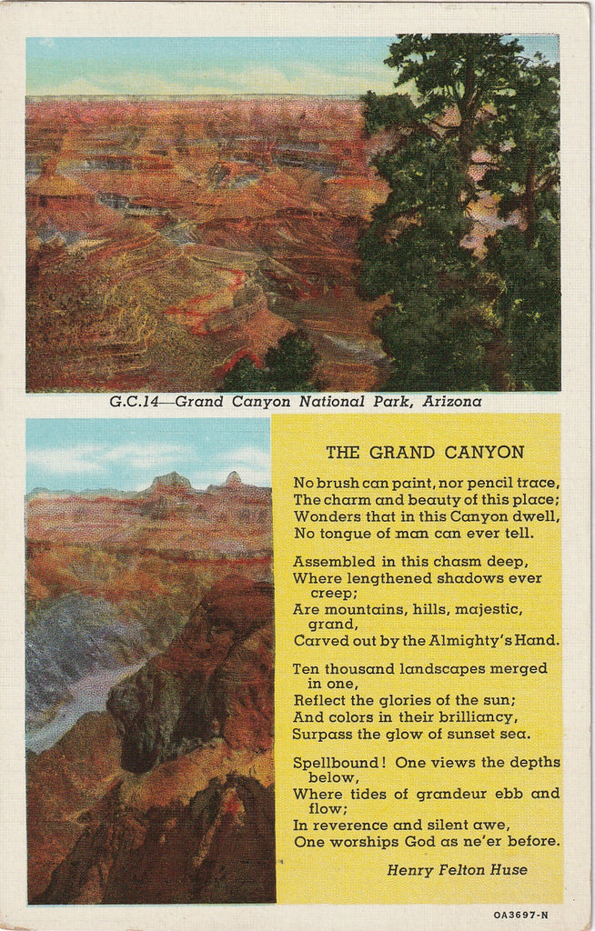 Grand Canyon Poem Henry Felton Huse Postcard