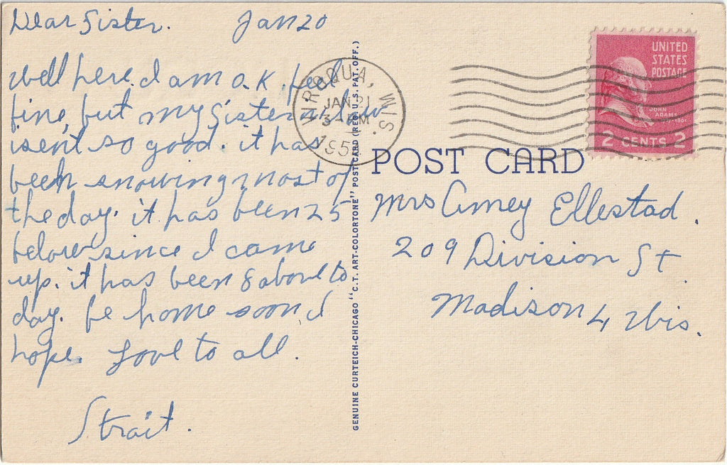Greetings From Viroqua, Wisconsin - Large Letter Souvenir - Postcard, c. 1950s Back