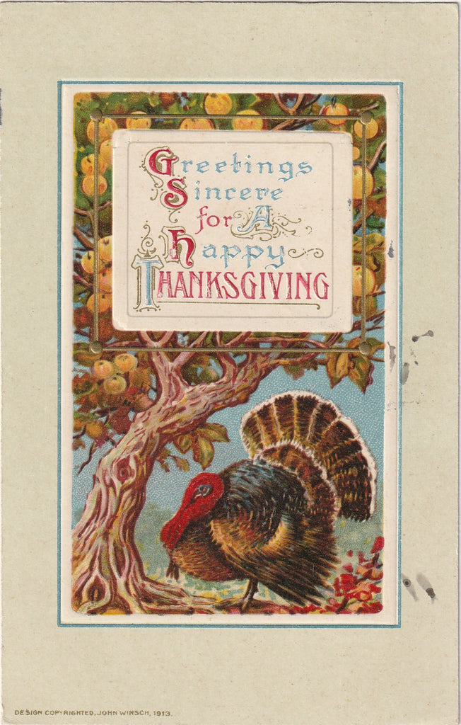 Greetings Sincere for A Happy Thanksgiving - Postcard, c. 1910s