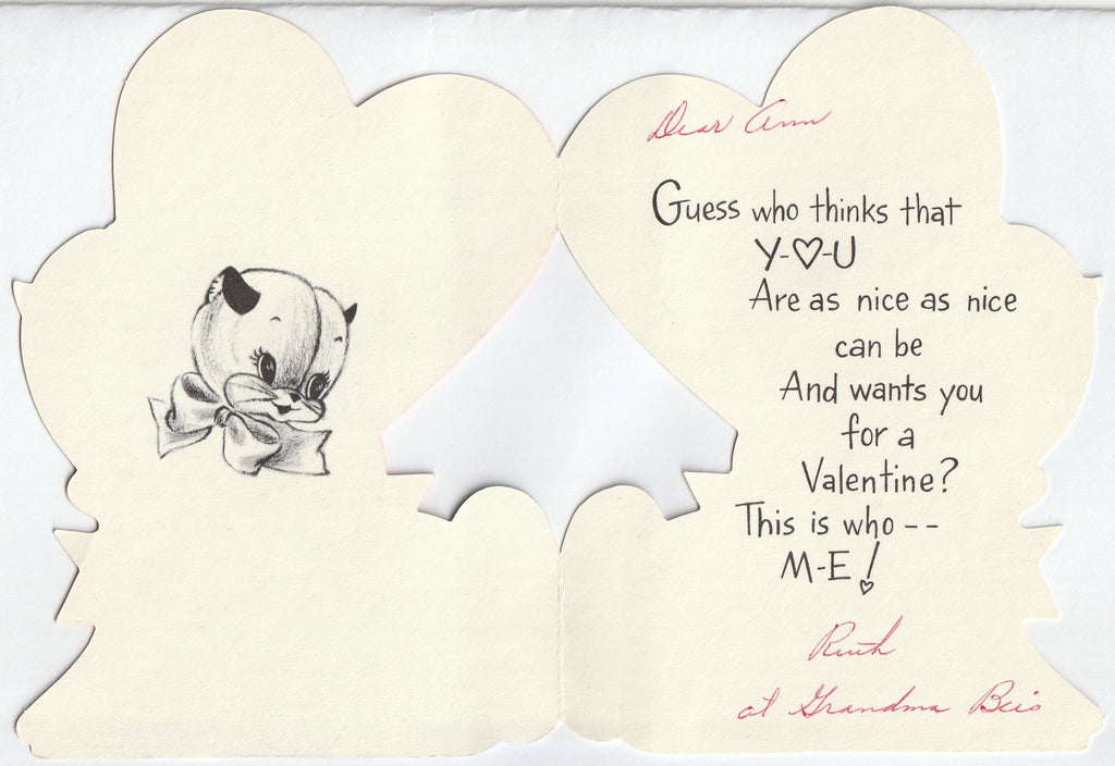 Guess Who Thinks Y-O-U Are As Nice As Can Be - Valentine Card, c. 1950s