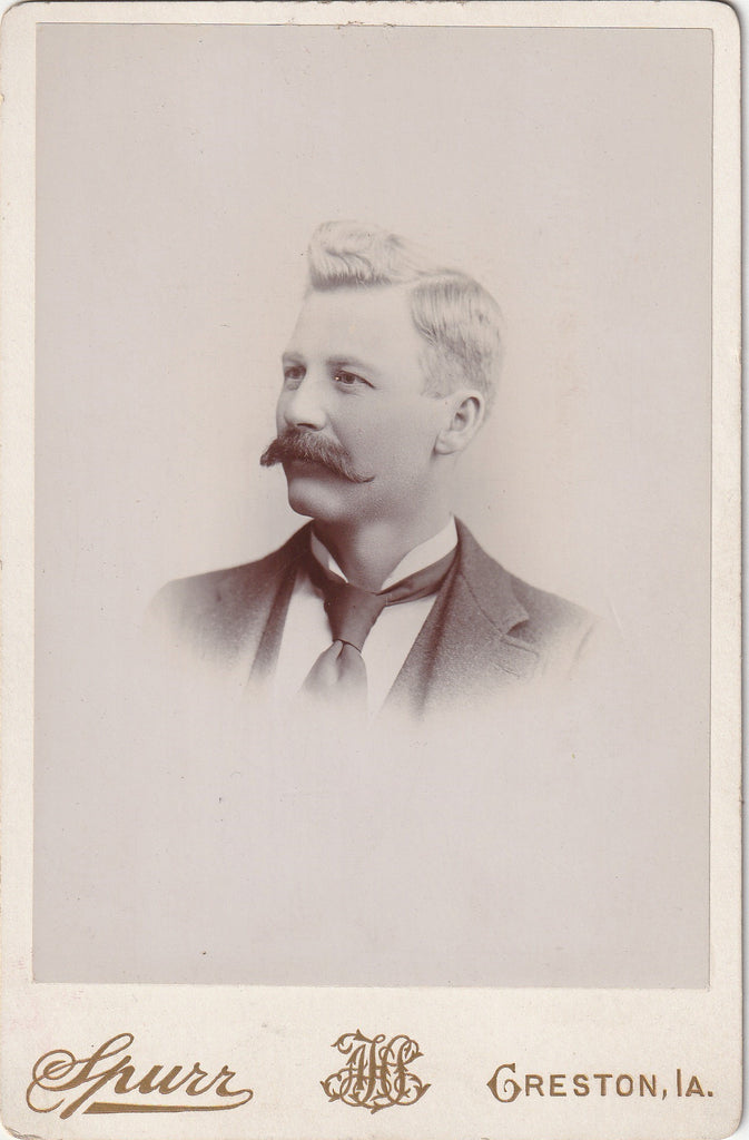 Handlebar Mustache - Creston, IA - Cabinet Photo, c. 1800s