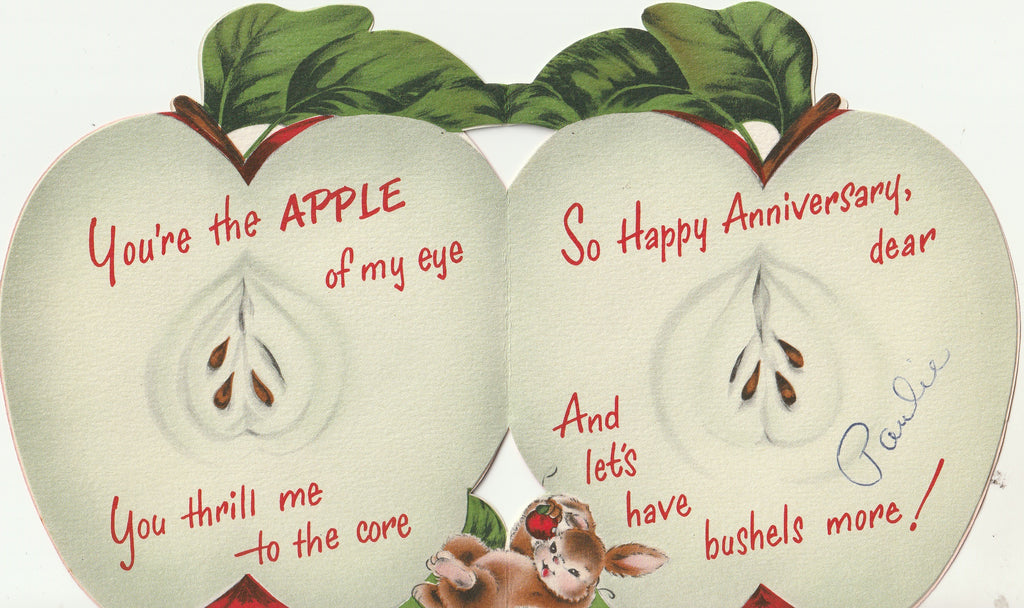 Happy Anniversary to my Wife, My Better Half - Apple of My Eye - Norcross Card, c. 1940s Inside