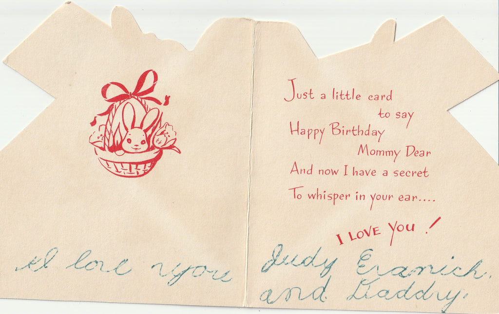 Happy Birthday Mommy - Bizza Cardozo - Card, c. 1950s Inside