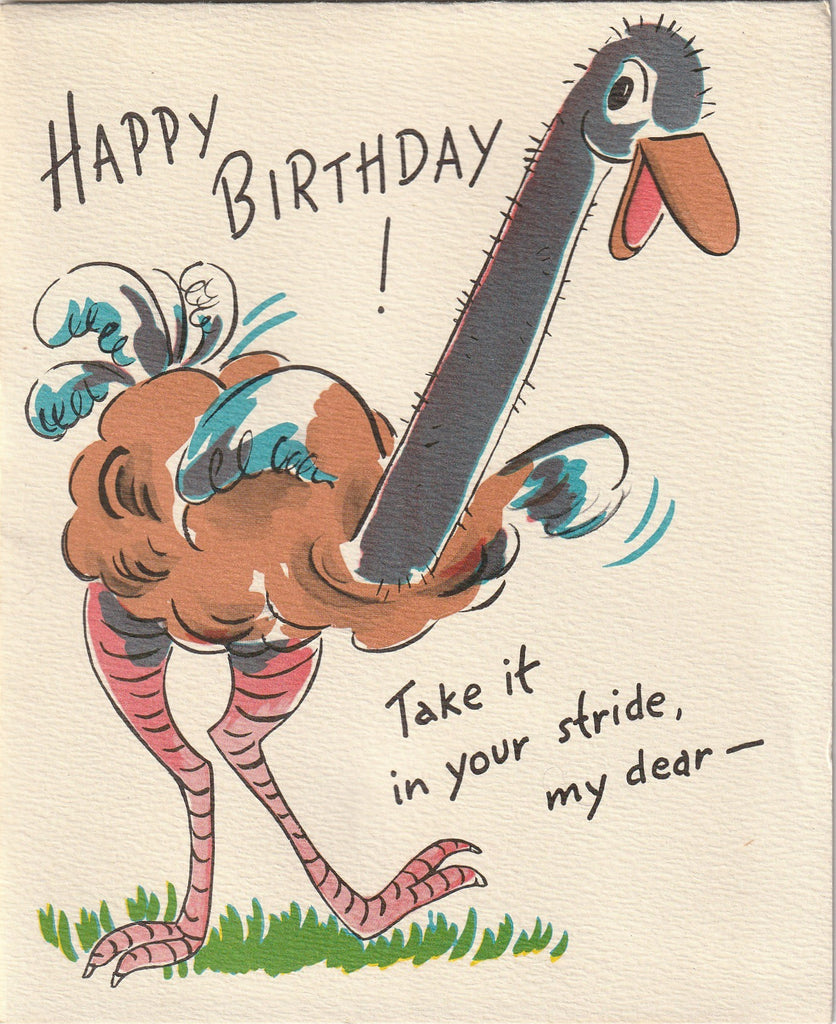 Happy Birthday Ostrich - Fravessi-Lamont, Inc. - Card, c. 1960s