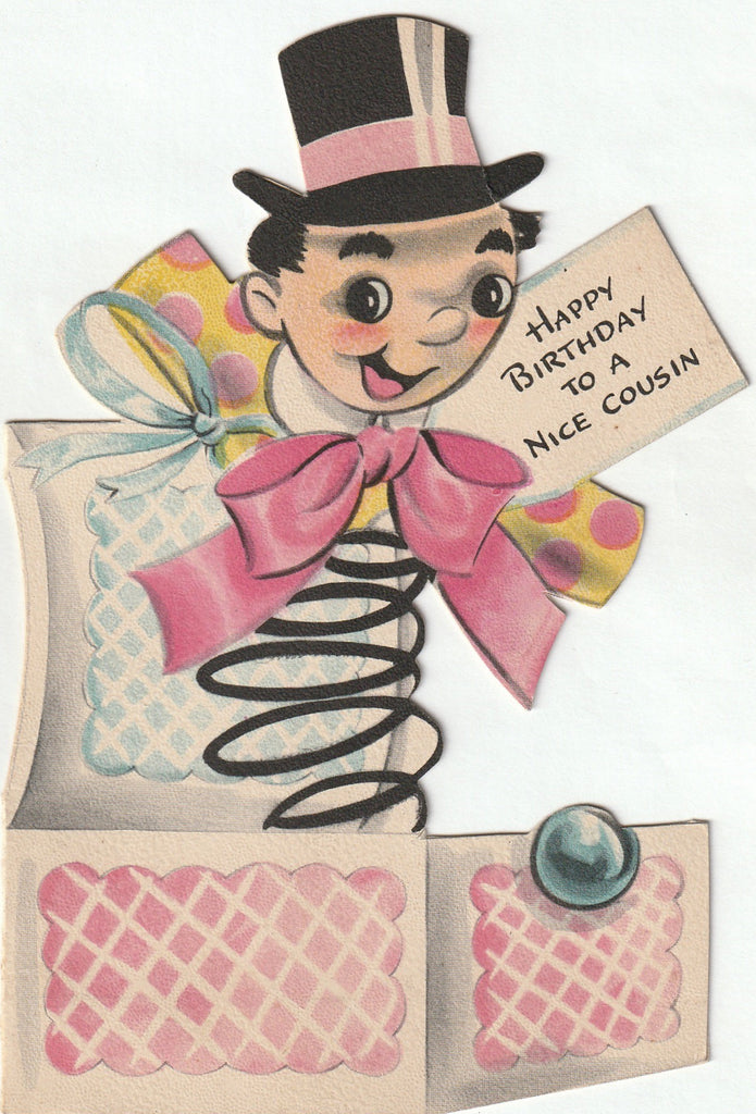Happy Birthday to a Nice Cousin - Jack-in-the-Box - A Hallmark Card, c. 1945