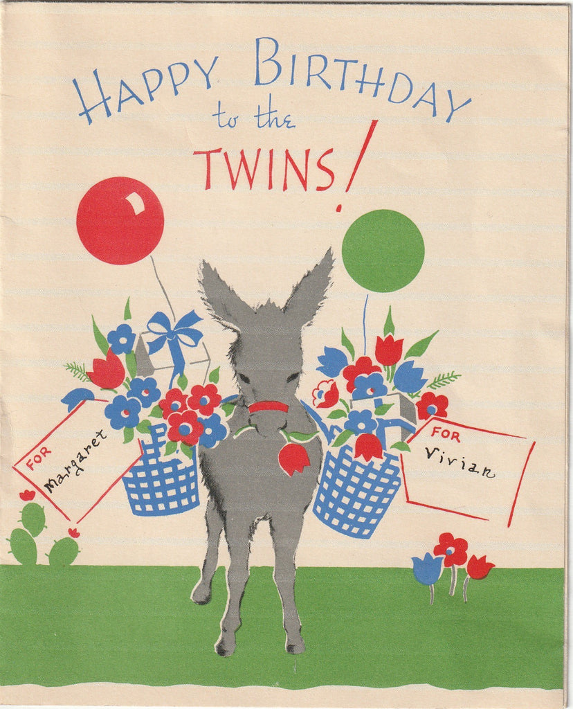 Happy Birthday to the Twins - Norcross Card, c. 1940s