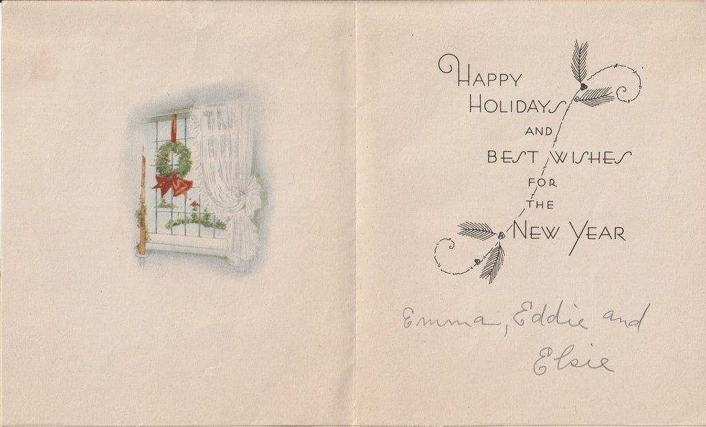 Happy Holidays and Best Wishes for the New Year - Card, c. 1940s Inside