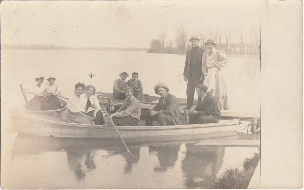 Row Boat Edwardian Family RPPC