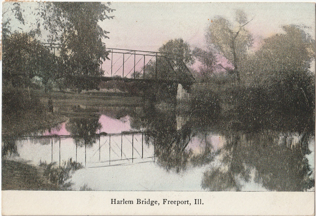 Harlem Bridge - Freeport, IL - Postcard, c. 1900s