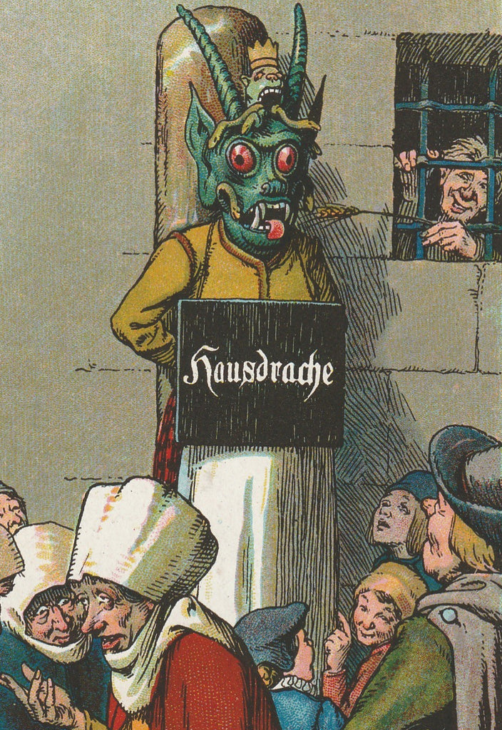 Hausdrache Medieval Punishment Antique Postcard Close Up