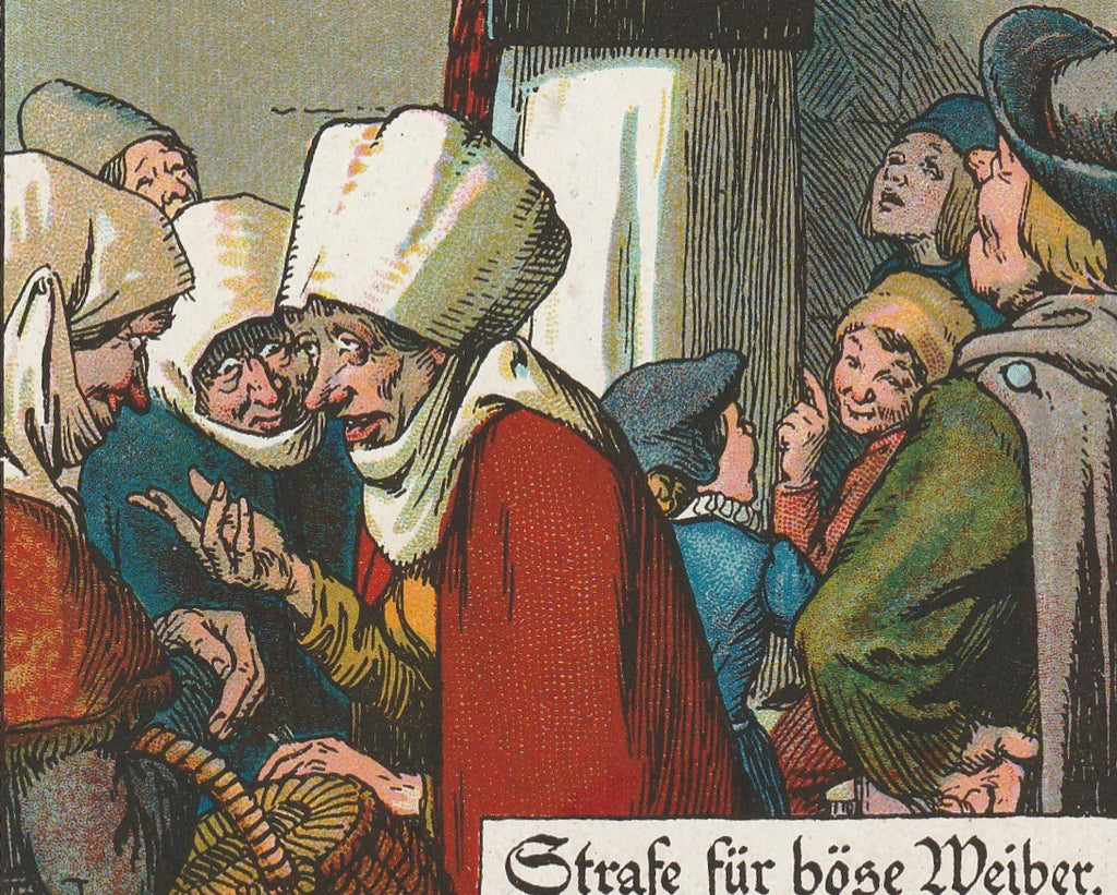 Hausdrache Medieval Punishment Antique Postcard Close Up 3