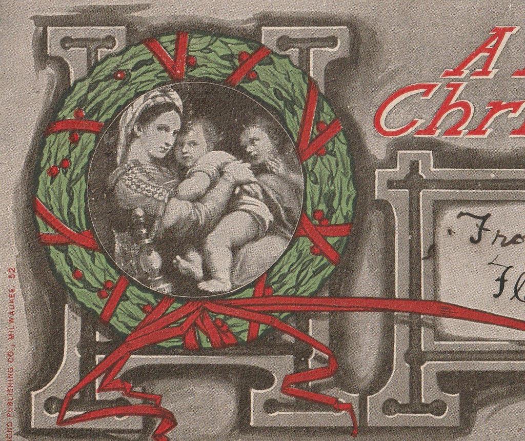 Have A Merry Christmas Antique Postcard Close Up