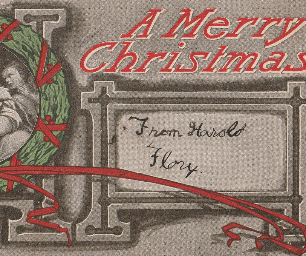 Have A Merry Christmas Antique Postcard Close Up 2