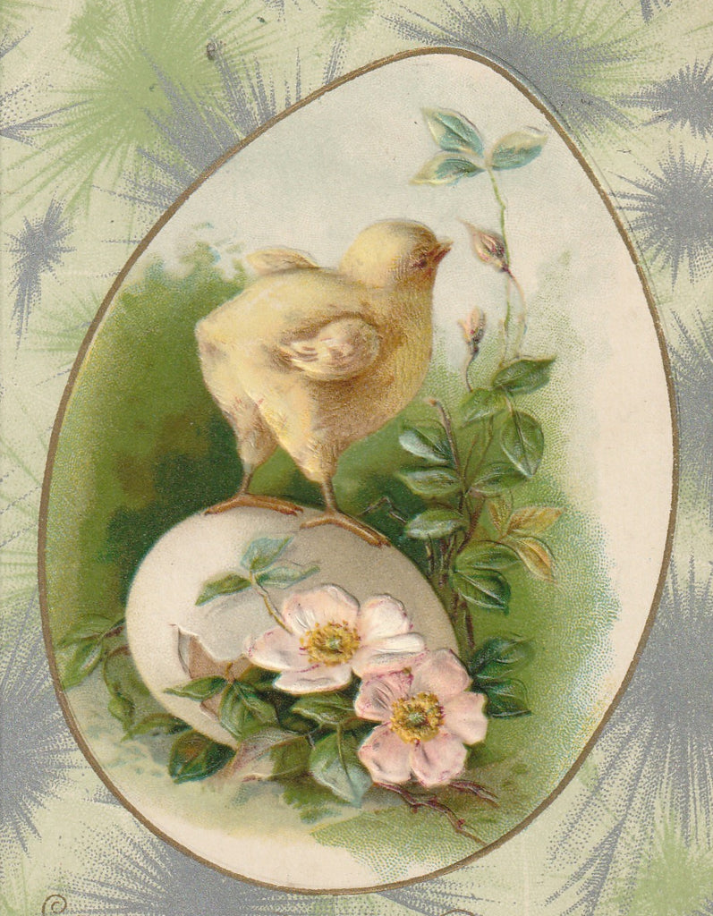 Hearty Easter Greetings Antique Postcard Close Up