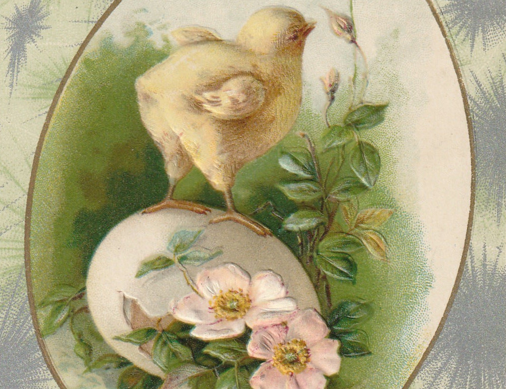 Hearty Easter Greetings Antique Postcard Close Up 3