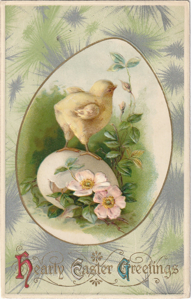 Hearty Easter Greetings Antique Postcard