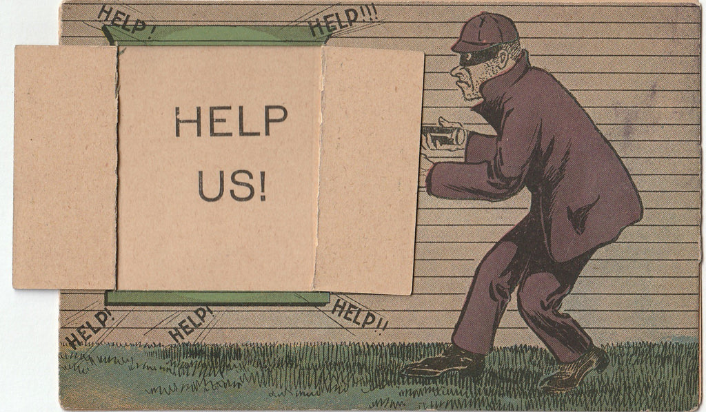 Help Us - Prowling Burglar - Putnam Fadeless Dyes - Bourne & Henderson - Chicago, IL - Card, c. 1910s