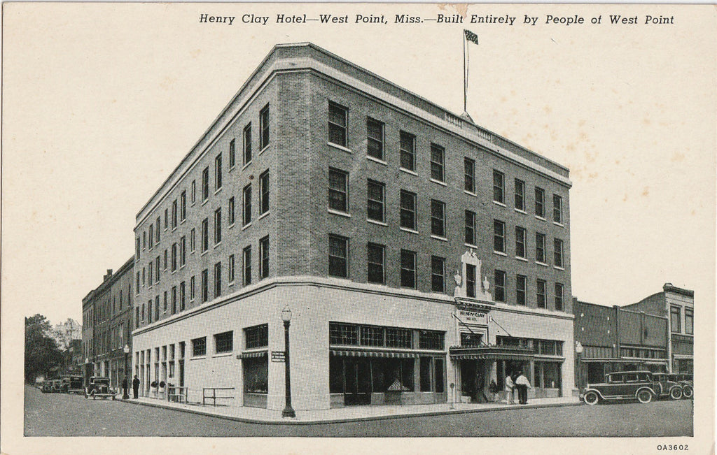 Henry Clay Hotel West Point Mississippi Postcard
