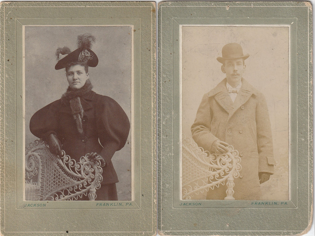 His and Hers Portraits - SET of 2 - Cabinet Photos, c. 1890s