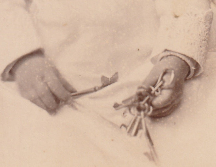 Victorian Baby Holding Skeleton Keys Syracuse NY Cabinet Photo Close Up 3