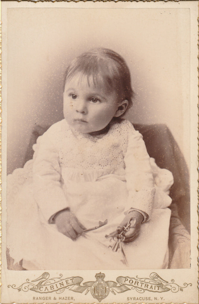 Victorian Baby Holding Skeleton Keys Syracuse NY Cabinet Photo