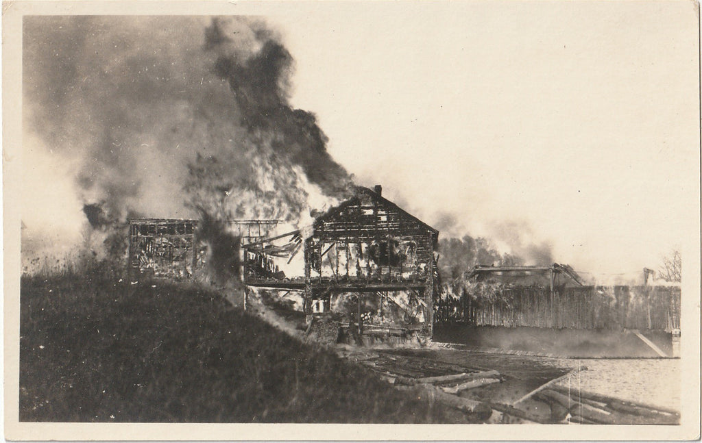 House Fire - Engulfed in Flames - Disaster RPPC, c. 1920s