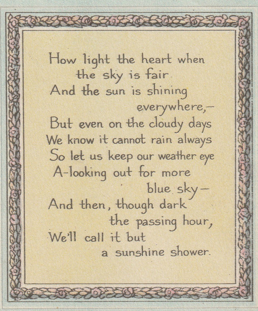 How Light The Heart When The Sky Is Fair - Antique Postcard, c. 1910s Close Up