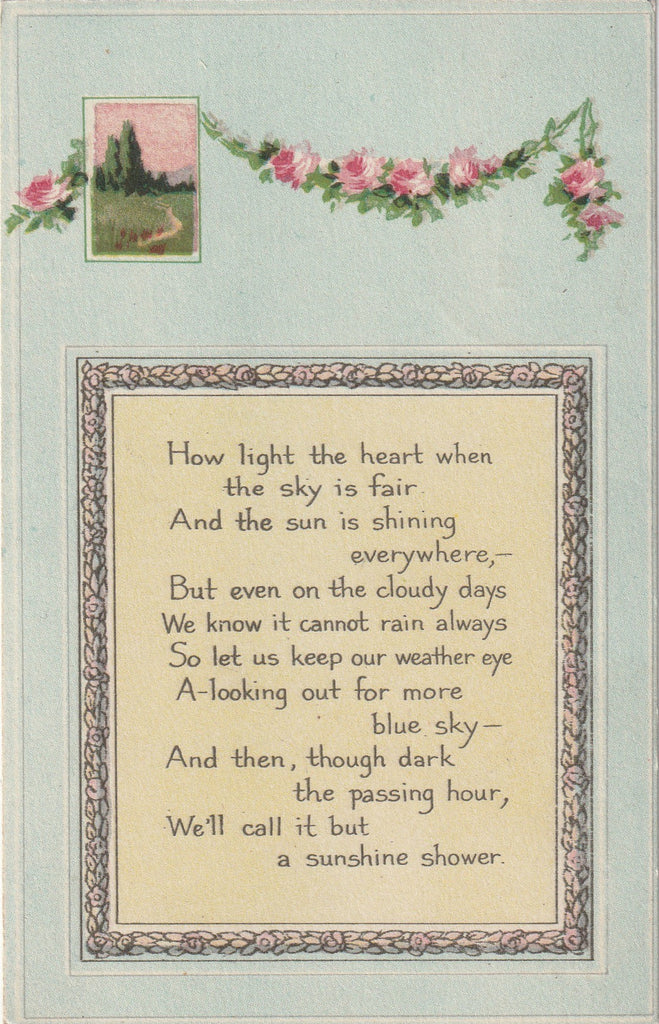 How Light The Heart When The Sky Is Fair - Antique Postcard, c. 1910s