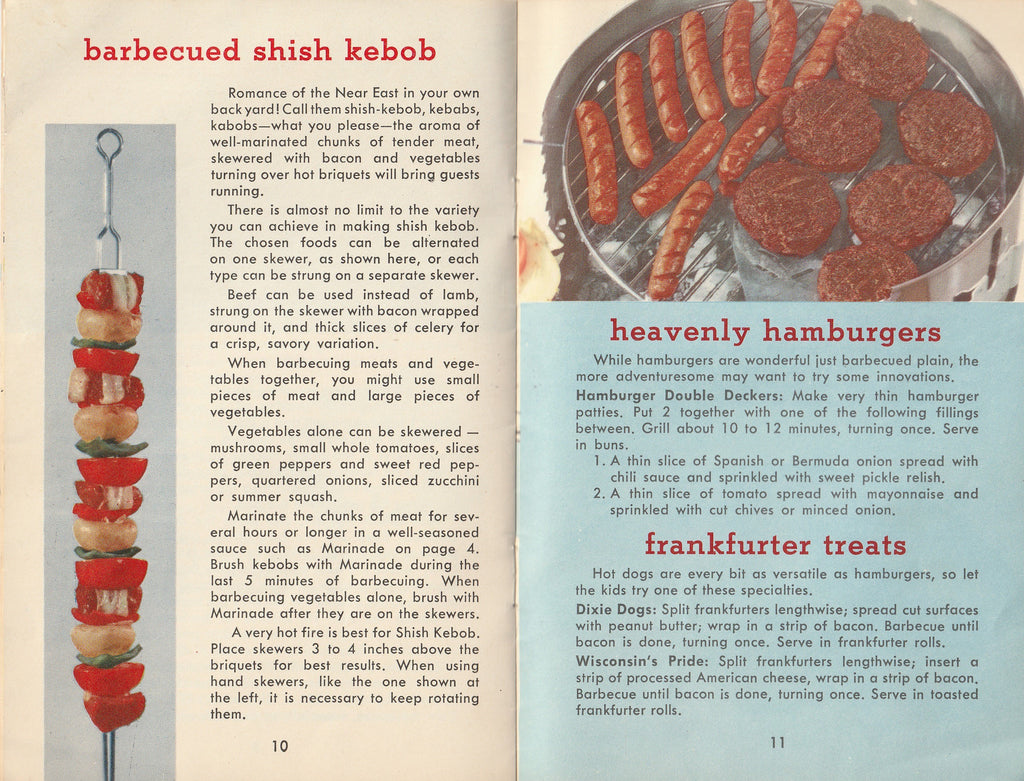 How To Barbecue - General Motors Inforation Rack Service - Booklet, c. 1957 - Barbecued Shish Kebob