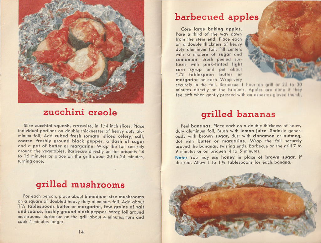 How To Barbecue - General Motors Inforation Rack Service - Booklet, c. 1957 Barbecued Apples Grilled Bananas