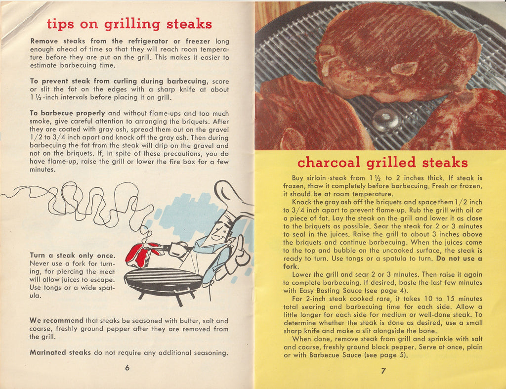 How To Barbecue - General Motors Inforation Rack Service - Booklet, c. 1957 - Tips on Grilling Steaks