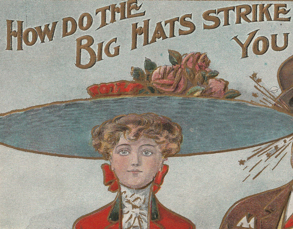 How Do The Big Hats Strike You Postcard Close Up