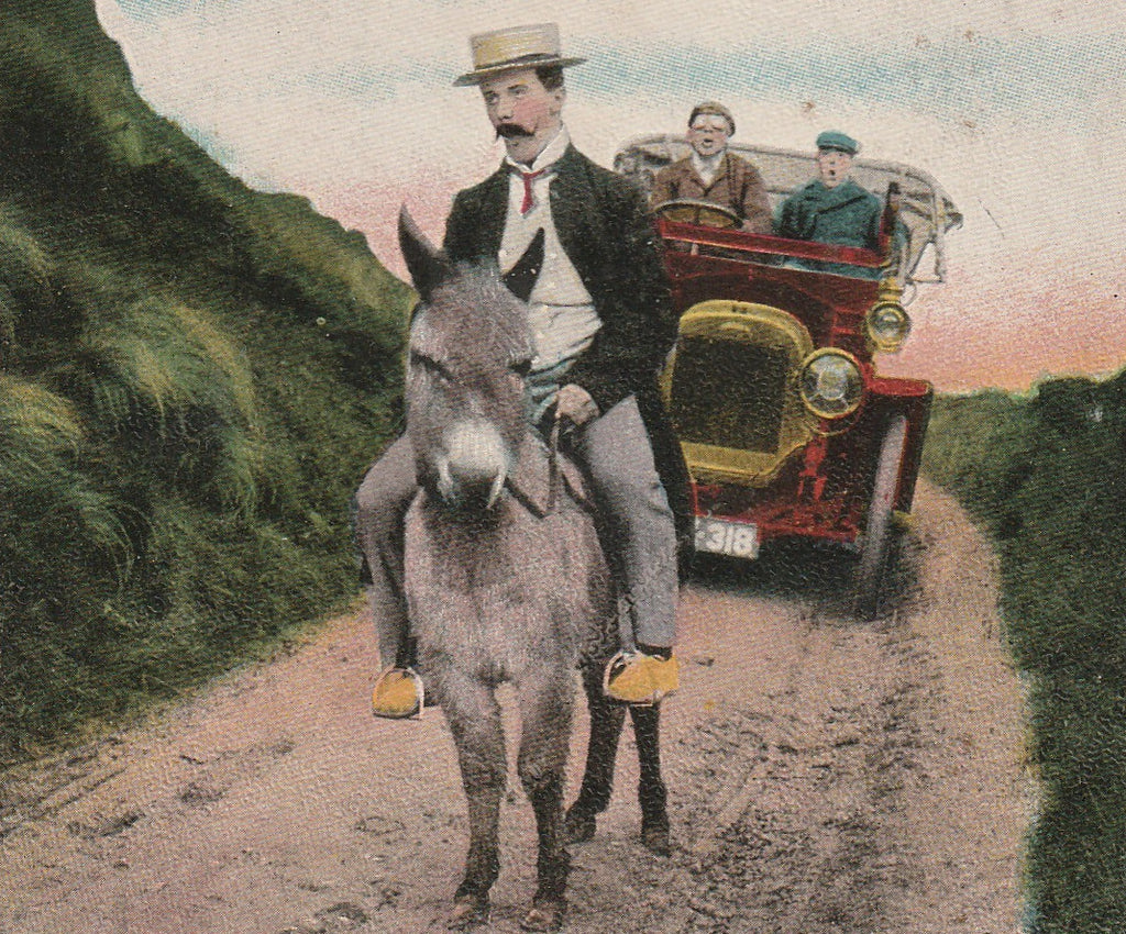 Hurry Up You Two in Front Antique Postcard Close Up 3