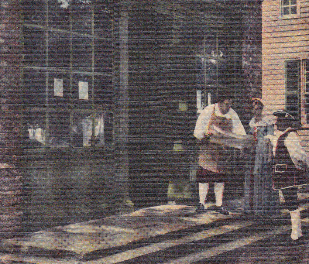 Williamsburg Printing Office- 1940s Vintage Postcard- Virginia Landmark- Vacation Souvenir- 17th Century Historical