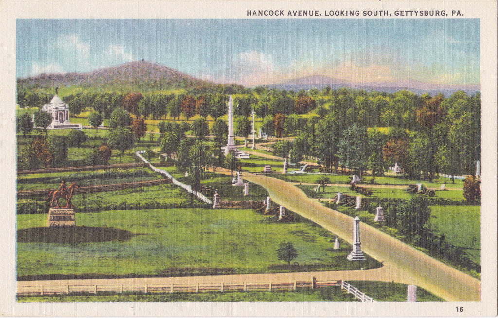 Gettysburg Memorials- 1930s Vintage Postcards- SET of 4- Hancock Ave- General Meade- Virginia State- Major Gen. Warren Slocum- War Monuments- Battlefield Memorials