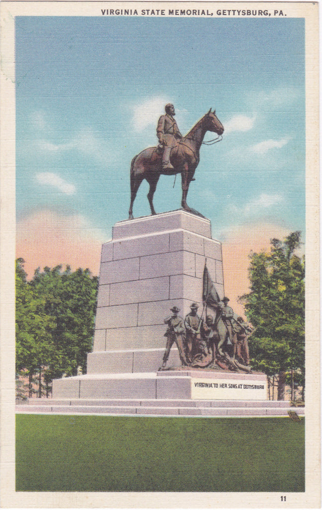 Gettysburg Memorials- 1930s Vintage Postcards- SET of 4- Hancock Ave- General Meade- Virginia State- Major Gen. Warren Slocum- War Monuments- Battlefield Memorials