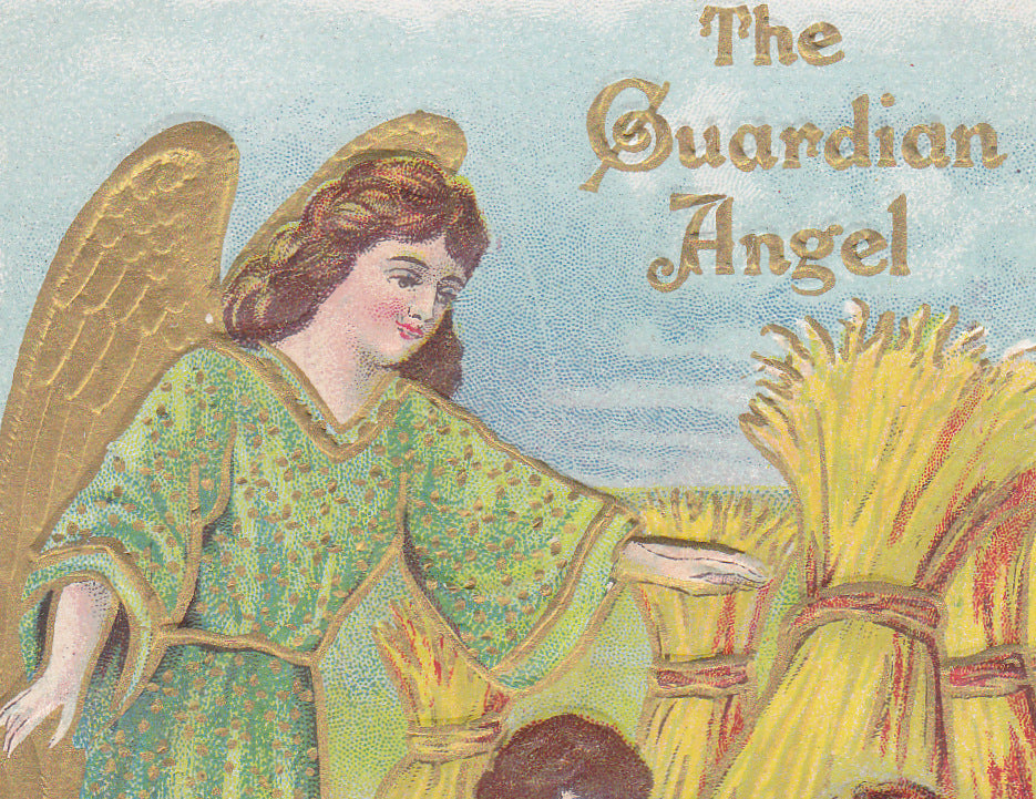 Playing with Matches- 1910s Antique Postcard- Guardian Angel- Edwardian Children- Embossed- Used