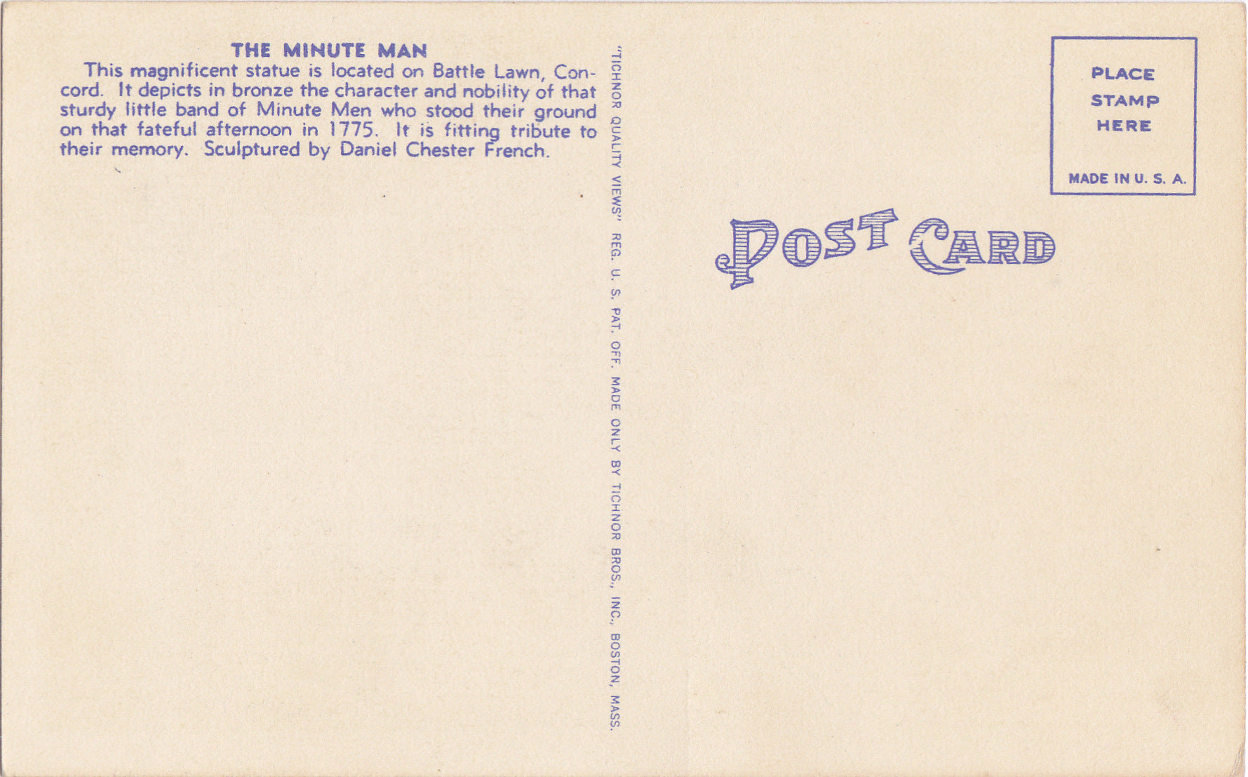 Battle Lawn, Concord, Massachusetts- 1940s Vintage Postcards- SET of 3 ...