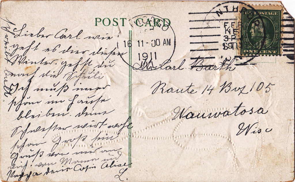 Love's Token- 1910s Antique Postcard- Cupid Bow & Arrow- Edwardian Romance- Valentine- Used
