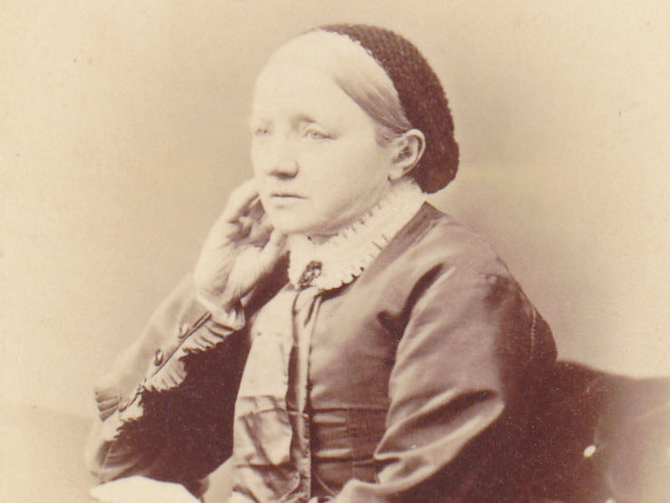 Pleats and Ruffles- 1800s Antique Photograph- Mansfield, Ohio- Victorian Woman- 19th Century Fashion- Sepia Portrait- CDV