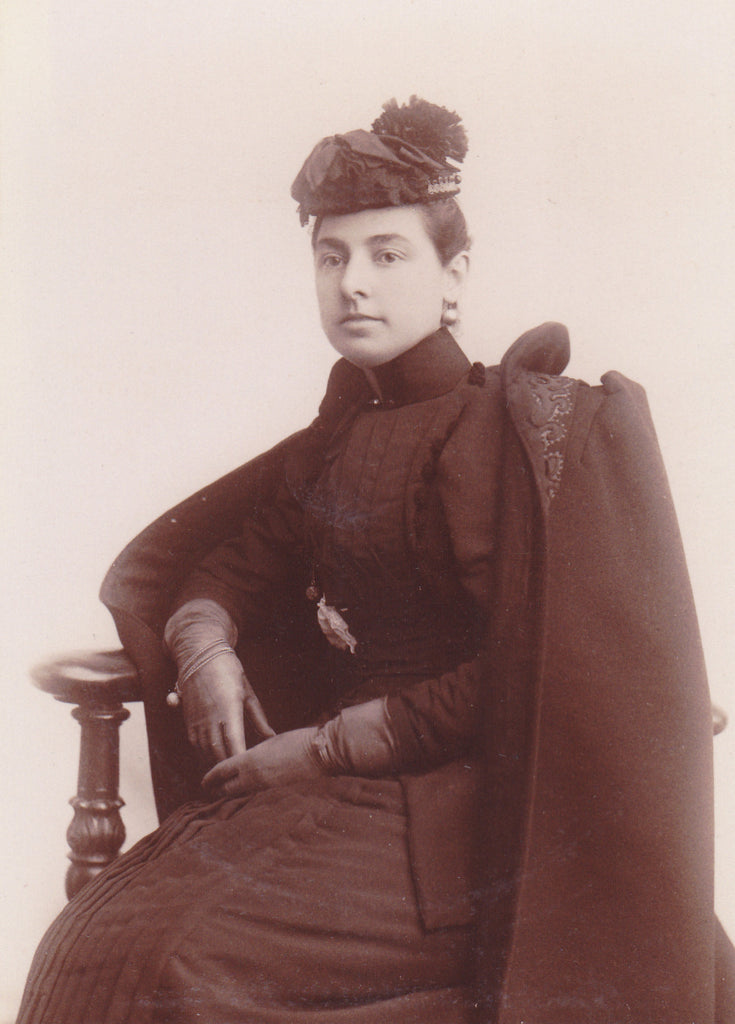 The Lady Traveler- 1800s Antique Photograph- Victorian Woman- Traveling Dress- Denver, Colorado- C. H. Wells- Portrait- Cabinet Photo