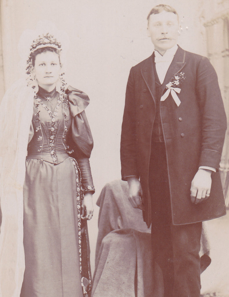 Ghost Bride- 1800s Antique Photograph- Victorian Wedding- Cabinet Photo- Creepy Picture- Found Photo- Oconomowoc, Wisconsin