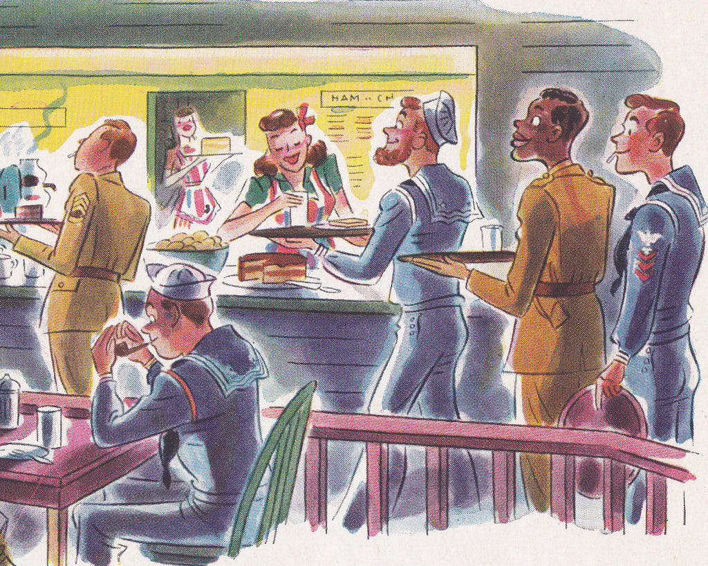 American Theatre Wing Stage Door Canteen- Barney Tobey- Postcard, c. 1940s