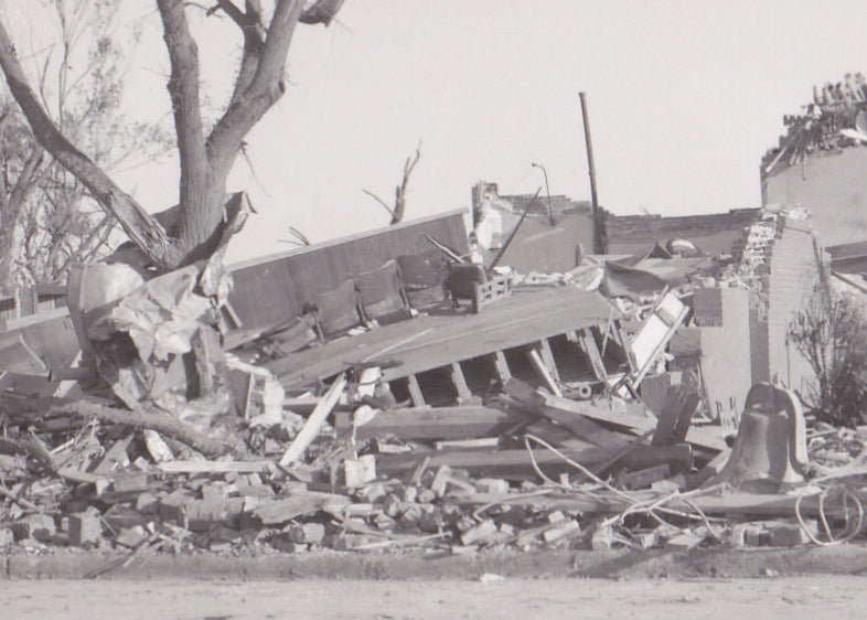 Wreckage of the Lutheran Church- 1950s Vintage Photograph- Weather Disaster- Twister Aftermath- Tornado Damages- Kodak RPPC